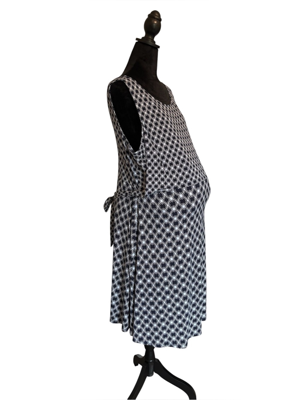Motherhood Maternity Navy Blue White Sleeveless Geometric Midi Tank Dress XL